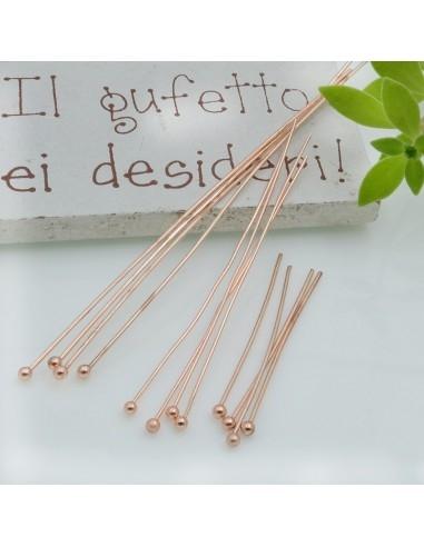Chiodini con testa a pallina in Acciaio oro rosa 10pz - Varie misure | GDO