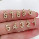 Ciondolo numero 0-9 in ottone oro con strass 8mm 1pz Gioie d'Oriente