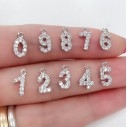Ciondolo numero 0-9 in ottone rodio con strass 8mm 1pz Gioie d'Oriente