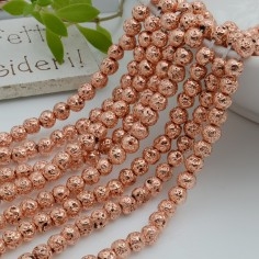 Pietra lavica naturale tonda placcato oro rosa, perlina per bigiotteria con misure 4mm 6mm 8mm GDO