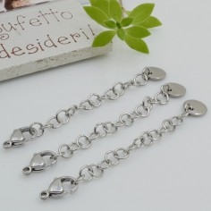 Chiusura moschettone in acciaio 7.5 x 11 mm con catenina prolunga 5 cm 1pz Gioie d'Oriente 2
