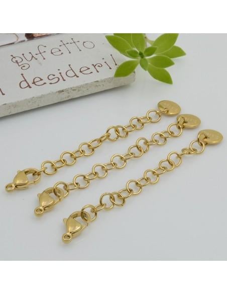 Chiusura moschettone in acciaio 6 x 9 mm con catenina prolunga 5 cm 1pz Gioie d'Oriente
