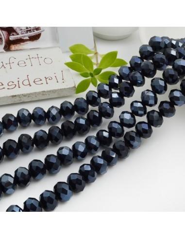Filo di Mezzi Cristalli cinesi Jet Hematite rondelle cipollotti 6x8mm sfaccettati briolette 65-70pz GDO | Gioie d'Oriente