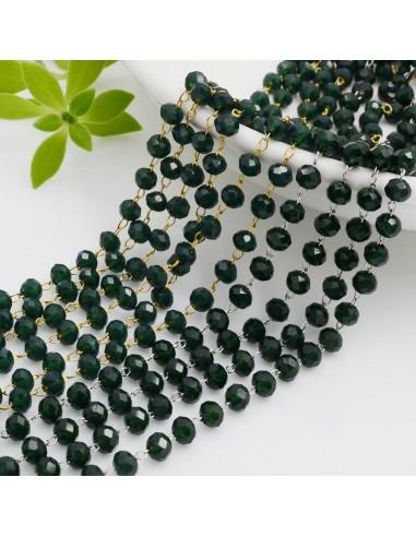 Catena rosario con cristalli 2.5x3.5mm 50CM verde scuro | GDO