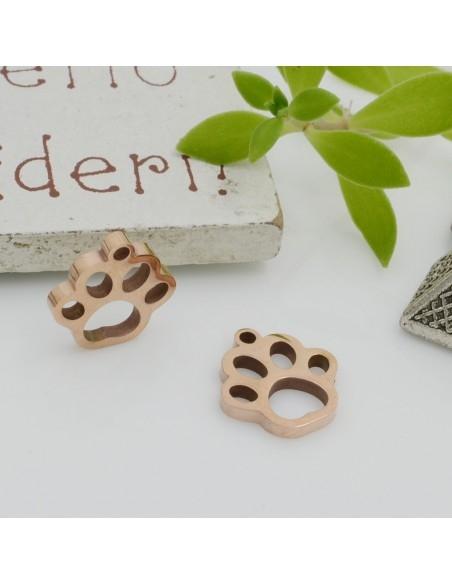 Ciondolo impronta zampa vuota in acciaio oro rosa 10x11 mm 1pz Gioie d'Oriente