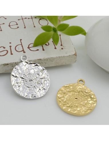 Ciondolo in acciaio a forma di medaglia con sole 18x15mm - GDO
