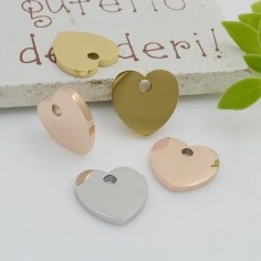 Ciondolo cuore foro largo in acciaio inossidabile 11mm 1pz Gioie d'Oriente