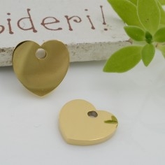 Ciondolo cuore foro largo in acciaio inossidabile 11mm 1pz Gioie d'Oriente 2