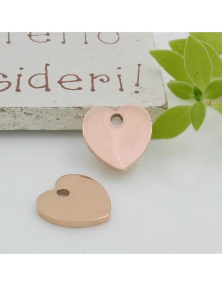 Ciondolo cuore foro largo in acciaio inossidabile oro rosa 11mm Gioie d'Oriente