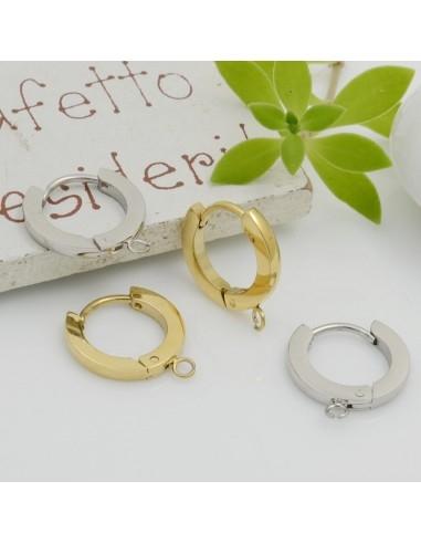 Base orecchini cerchio tondo chiuso 13mm con anellina in acciaio GDO