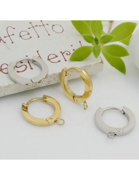 Base orecchini cerchio tondo chiuso 13mm con anellina in acciaio GDO