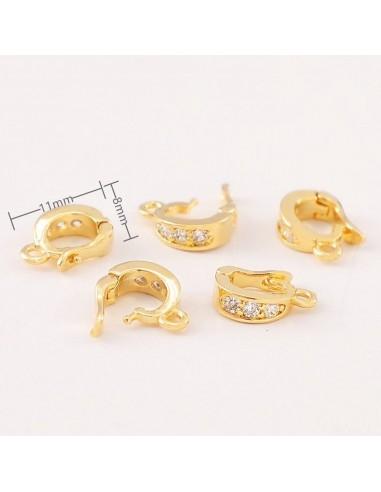 Gancio per pendente con strass base oro 11x8mm - GDO