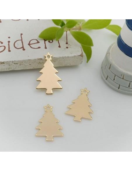 Ciondoli albero di Natale in ottone 9x14mm 2pz Gioie d'Oriente