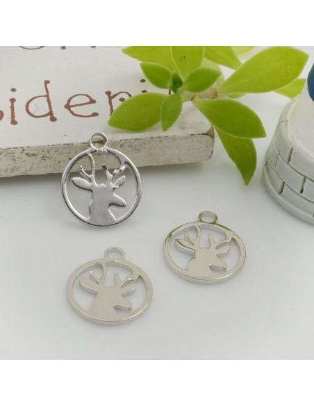 Ciondoli medaglia con renna in ottone 12x10mm 2pz Gioie d'Oriente