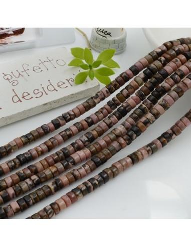 Pietre dure a forma di Rondella in Rodonite striata nera 2x4mm 40cm | GDO