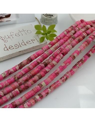pietre dure a forma di Rondella Jasper Impression Fuchsia liscia 2x4mm 40cm – GDO
