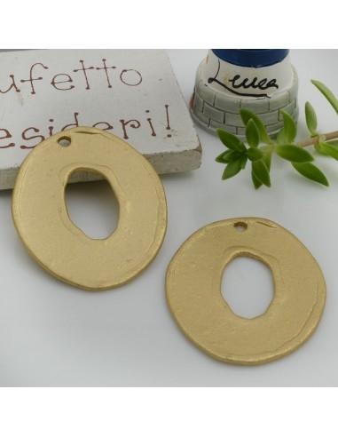 Ciondolo ovale in zama oro 30x25mm 2pz| GDO