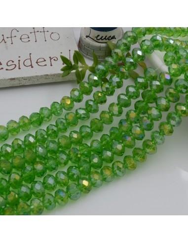 Filo di Mezzi Cristalli Verde AB Trasparente Rondelle Cipollotti 4x6mm Sfaccettati Briolette circa 90pz GDO | Gioie d'Oriente