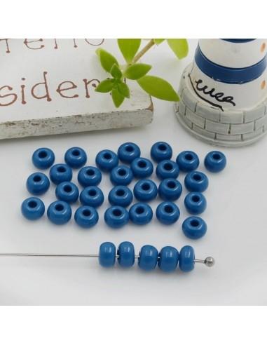 Perline di vetro a rondella con foro largo colore avio 3x4mm 70pz | GDO