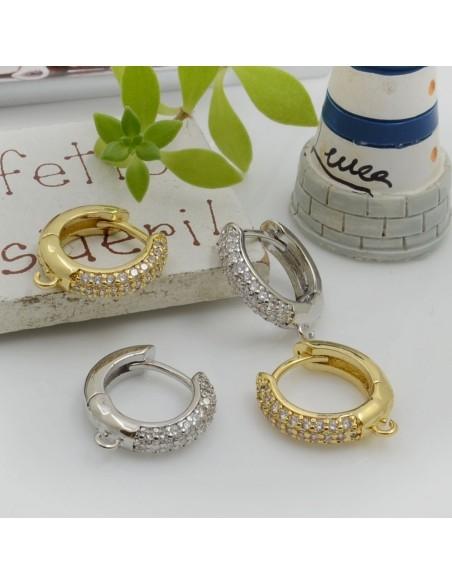 Cerchietti tondi in ottone con pavé di zirconi 15mm 1 paio | GDO