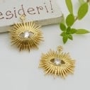 Ciondolo occhio greco in ottone oro con zircone 20x18mm 1pz Gioie d'Oriente