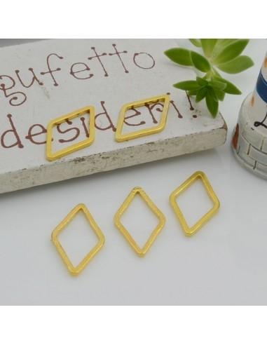 Connettori rombo vuoto 9x15mm 15pz in ottone base oro - GDO