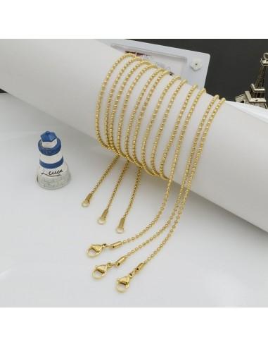 Base collana con catena a palline lisce in acciaio oro varie misure | GDO