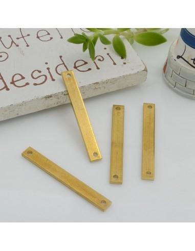 Ciondoli connettori rettangolari in ottone oro 3 x 25 mm 4pz Gioie d'Oriente