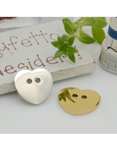 Ciondolo cuore a bottone in acciaio 15mm 1pz - GDO