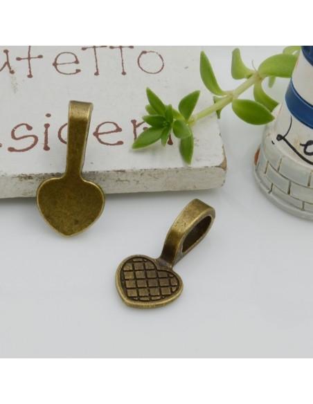 Supporto per pendenti a forma di cuore, color bronzo, incollaggio facile 19x9.5mm, 5 pezzi, marchio GDO