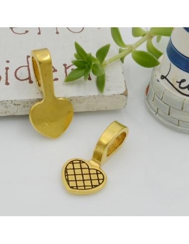 Supporto per pendenti a forma di cuore, color oro scuro, incollaggio facile 19x9.5mm, 5 pezzi, marchio GDO