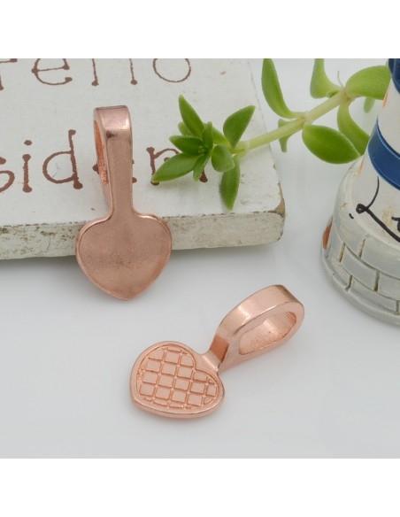Supporto per pendenti a forma di cuore, color oro rosa, incollaggio facile 19x9.5mm, 5 pezzi, marchio GDO