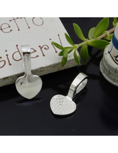 Supporto per pendenti a forma di cuore, color argento, incollaggio facile 19x9.5mm, 5 pezzi, marchio GDO