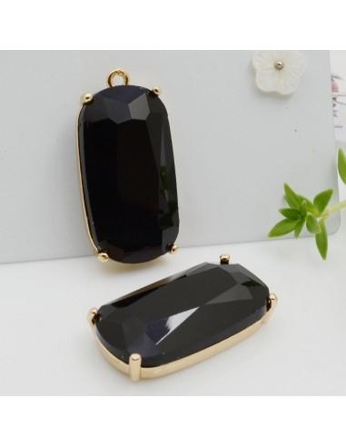 Ciondolo rettangolare con cristalli colore nero 28x14mm 1pz - GDO