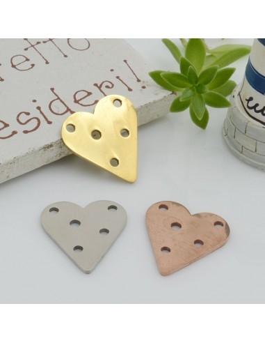 Ciondolo cuore allungato con fori in acciaio 16x15mm 1pz - GDO