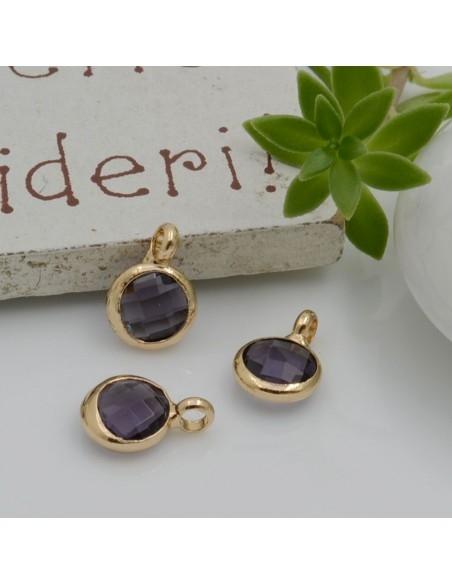 Mini Charms di Cristalli in Vari Colori con Base Oro con anellino frontale 9.5x6.5mm 2pz  | GDO
