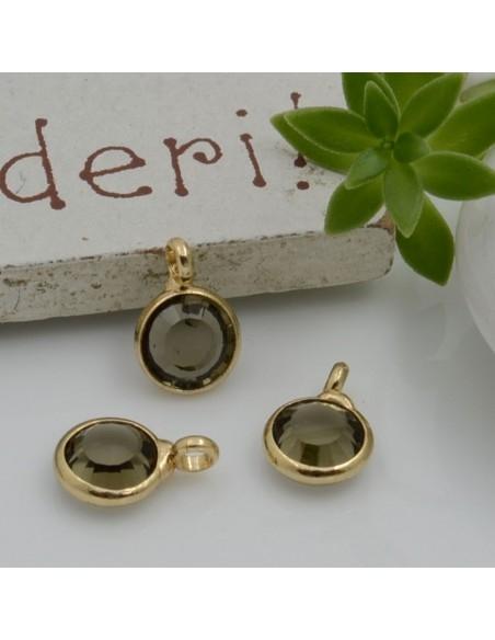 Mini Charms di Cristalli in Vari Colori con Base Oro con anellino frontale 9.5x6.5mm 2pz  | GDO