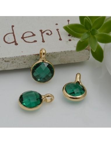 Mini Charms di Cristalli in Vari Colori con Base Oro con anellino frontale 9.5x6.5mm 2pz  | GDO