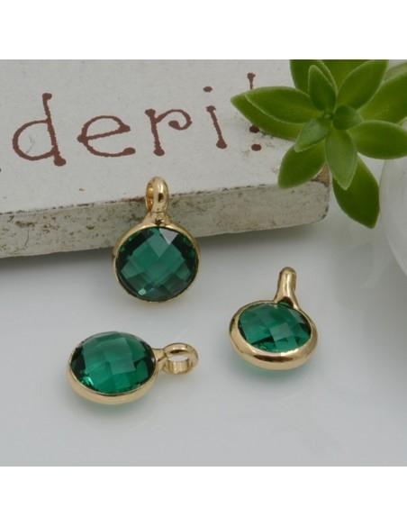 Mini Charms di Cristalli in Vari Colori con Base Oro con anellino frontale 9.5x6.5mm 2pz  | GDO