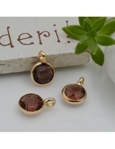 Mini Charms di Cristalli in Vari Colori con Base Oro con anellino frontale 9.5x6.5mm 2pz  | GDO