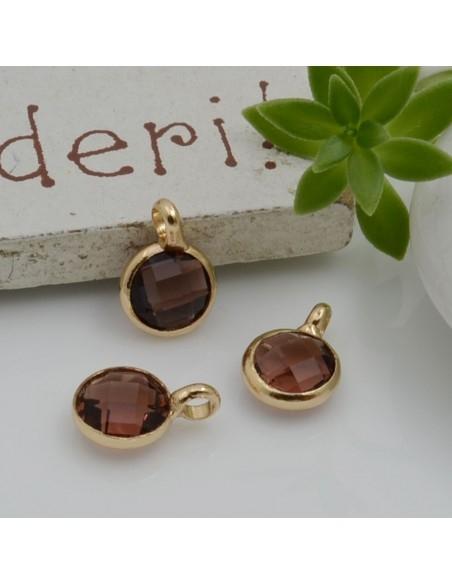 Mini Charms di Cristalli in Vari Colori con Base Oro con anellino frontale 9.5x6.5mm 2pz  | GDO