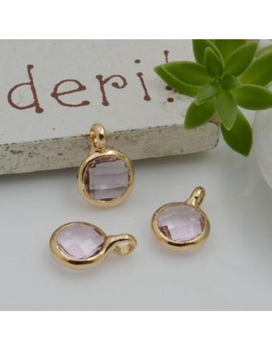 Mini Charms di Cristalli in Vari Colori con Base Oro con anellino frontale 9.5x6.5mm 2pz  | GDO