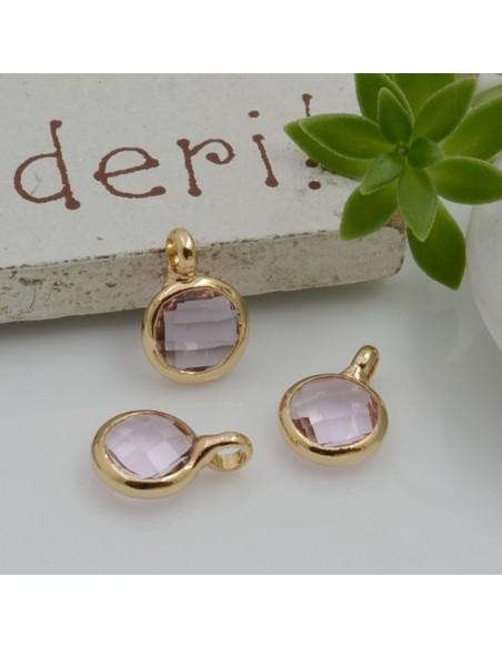 Mini Charms di Cristalli in Vari Colori con Base Oro con anellino frontale 9.5x6.5mm 2pz  | GDO