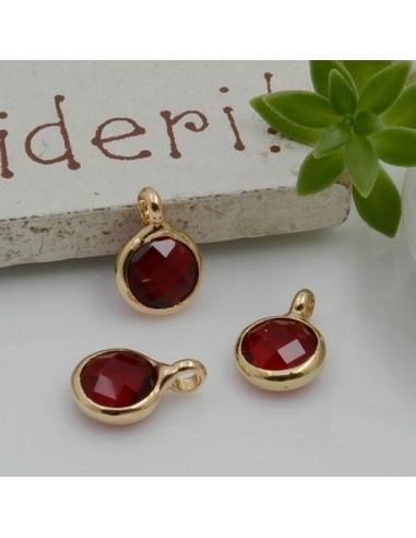 Mini Charms di Cristalli in Vari Colori con Base Oro con anellino frontale 9.5x6.5mm 2pz  | GDO