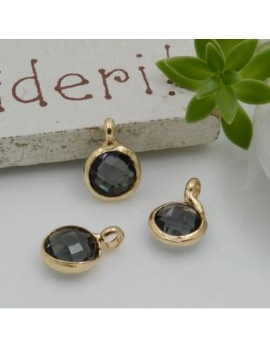 Mini Charms di Cristalli in Vari Colori con Base Oro con anellino frontale 9.5x6.5mm 2pz  | GDO