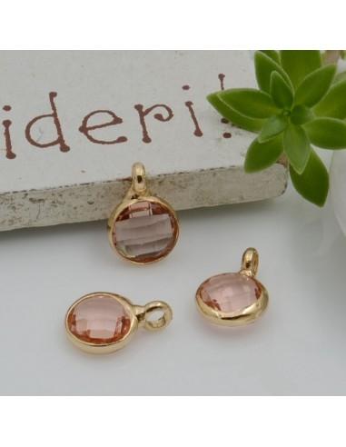 Mini Charms di Cristalli in Vari Colori con Base Oro con anellino frontale 9.5x6.5mm 2pz  | GDO