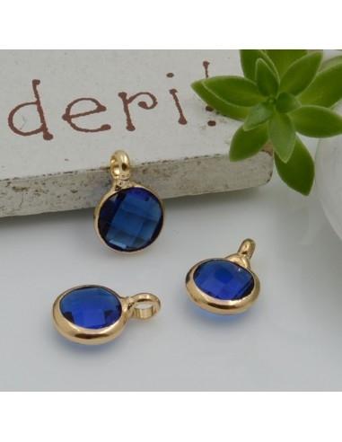 Mini Charms di Cristalli in Vari Colori con Base Oro con anellino frontale 9.5x6.5mm 2pz  | GDO