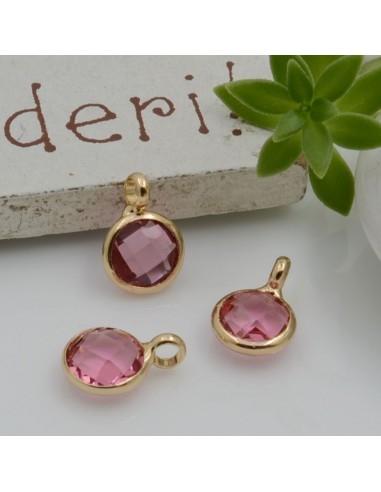 Mini Charms di Cristalli in Vari Colori con Base Oro con anellino frontale 9.5x6.5mm 2pz  | GDO