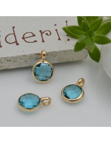 Mini Charms di Cristalli in Vari Colori con Base Oro con anellino frontale 9.5x6.5mm 2pz  | GDO