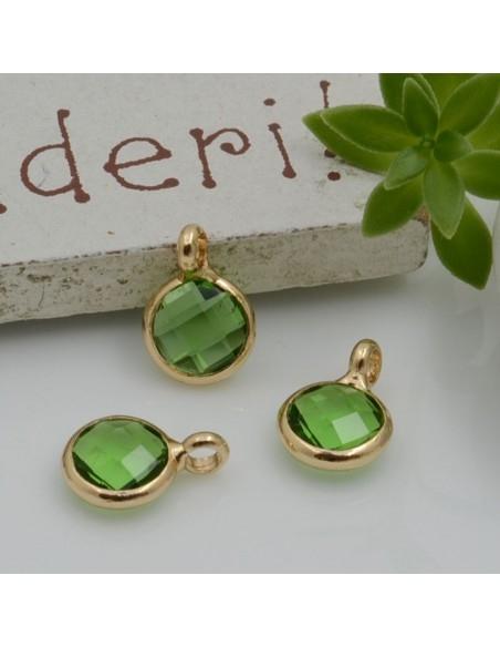 Mini Charms di Cristalli in Vari Colori con Base Oro con anellino frontale 9.5x6.5mm 2pz  | GDO